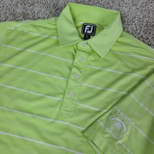FootJoy Athletic Fit Mens Medium Green Striped Performance Stretch Golf Polo SS